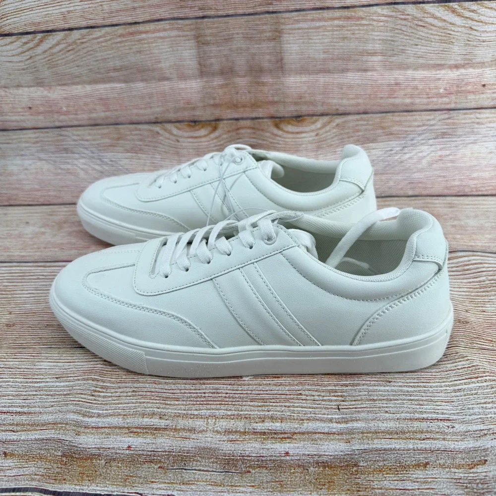 Perry Ellis Portfolio Mens White Low‎ Top Lace Up Sneakers 1851120 Size 9.5 NEW